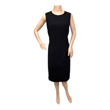 Calvin Klein Little Black Sheath Dress 10 Fitted Stretch Zip Lined Cocktail LBD