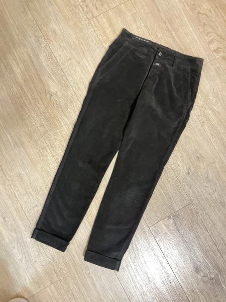 Women Closed Trousers Brown Velvet S