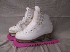 Riedell White Ice Skates with Blade Covers Size 2