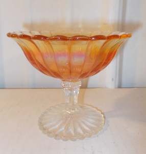 Vintage Indiana Carnival Glass Compote PEDISTAL FOOTED BOWL DISH