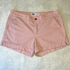 Old Navy Women's Blush Pink Eyelet Midrise Everyday Chino Shorts Size 12