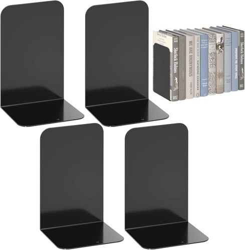 Coppia Fermalibri in Metallo Resistente Nero Design Minimalista Stabile Antiscivolo 8 Pollici - Foto 12 di 16