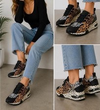 NWOT Steve Madden Cliff animal Mixed-Print Platform Sneakers 6.5
