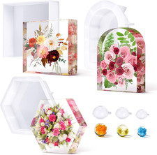 3 Pcs Large Silicone Molds for Resin Activity Hexagon Glossy Deep Square Molds w