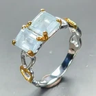 Handmade Natural Aquamarine Ring 925 Sterling Silver Size 7.5 /R466154
