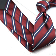 New Classic Striped Red Blue White JACQUARD WOVEN 100 Silk Men's Necktie Tie