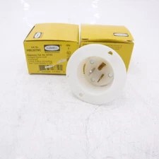 2 Pack Hubbell Flanged Nylon Inlet Receptacle 2 Pole 3 Wire 15A, 125V