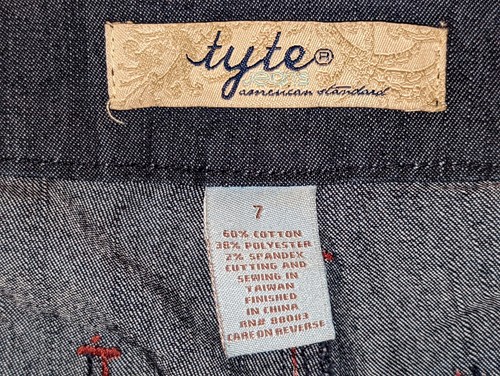 Ladies Tyte Brand Red Stitching Blue Jeans Size 7 With Belt - Picture 2 of 4