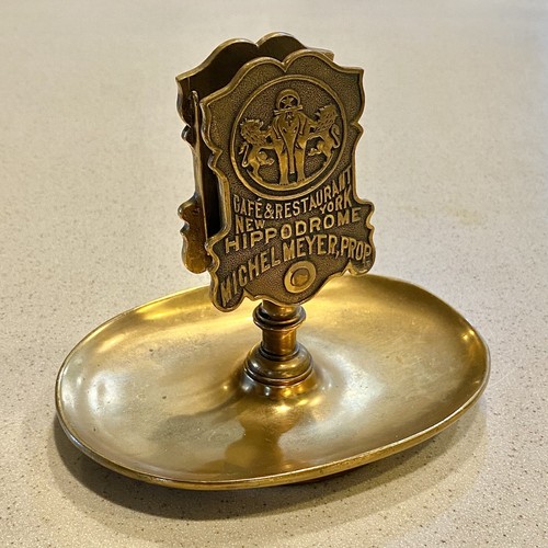 Antique 1900’s Hippodrome Theater Cafe New York City Match Box Holder Ashtray - Picture 6 of 12