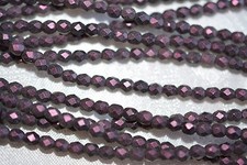 Czech Fire Polished 4mm round faceted glass beads - Polychrome Pink Olive