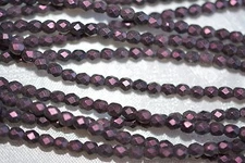 Czech Fire Polished 4mm round faceted glass beads - Polychrome Pink Olive