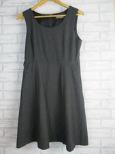 Jacqui E dress 10 grey work office womans sleeveless round neck a-line