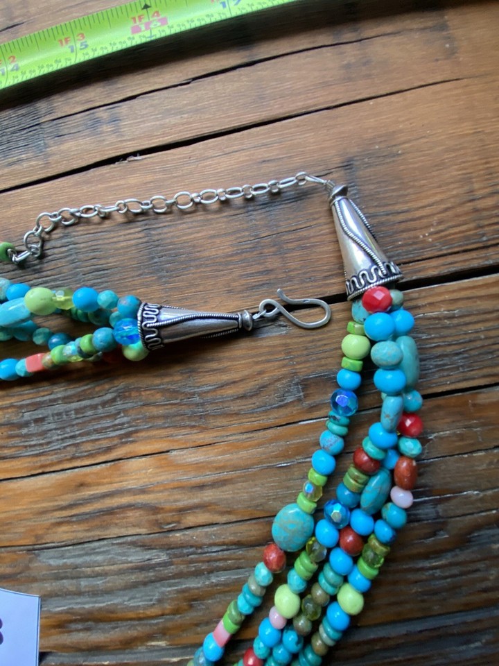 Rocki Gorman Glitter Rocks Long Turquoise Multi-Stone Beaded Necklace ...