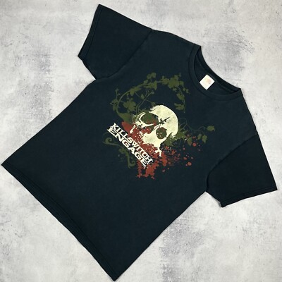 Vintage Killswitch Engage Skull Rock Band T-Shirt Faded Blue Size Medium 2000 s