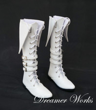 1/4 1/3 UncleSD17 BJD Doll Shoes PU Military Long Boots Pointed-toe DF B G White