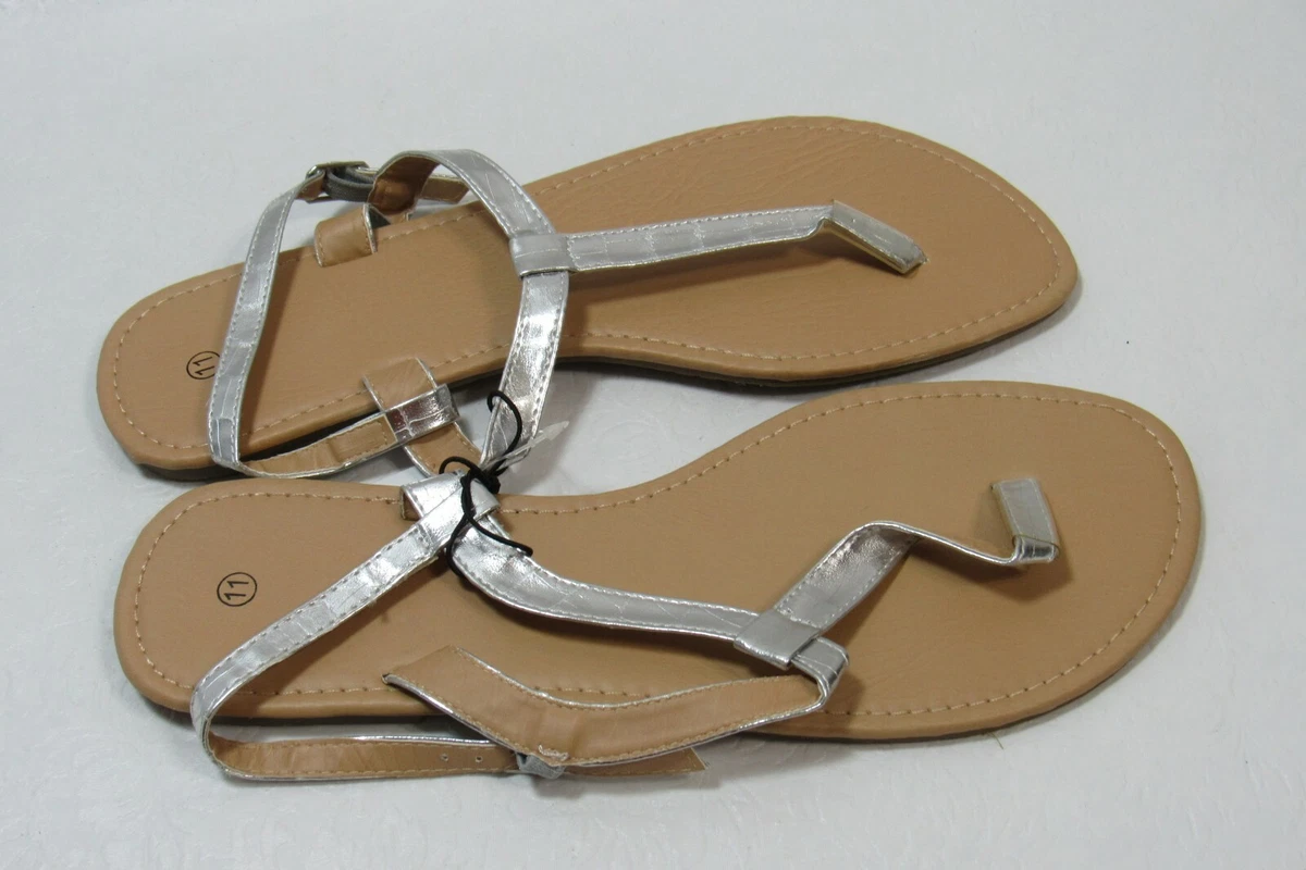 Womens silver sandals size best sale 11