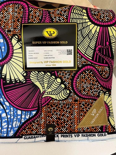 Impresión africana de cera dorada de alta calidad de Ankara por VIP Fashion Gold 6 yardas. Tela - Imagen 3 de 3