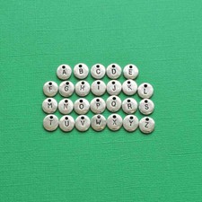Alphabet Letter Charms Silver Tone 10mm Circles 26 Charms - ALPHA1700