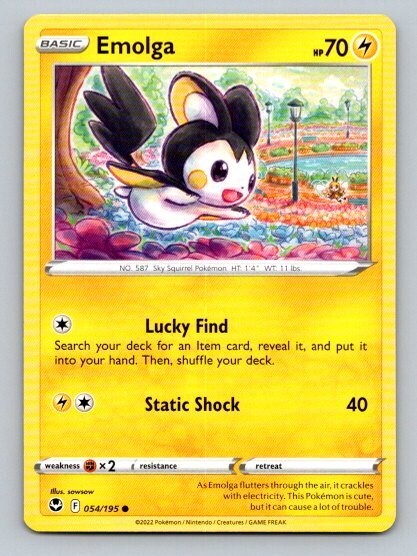 2022 Pokemon Card Silver Tempest Emolga 54/195