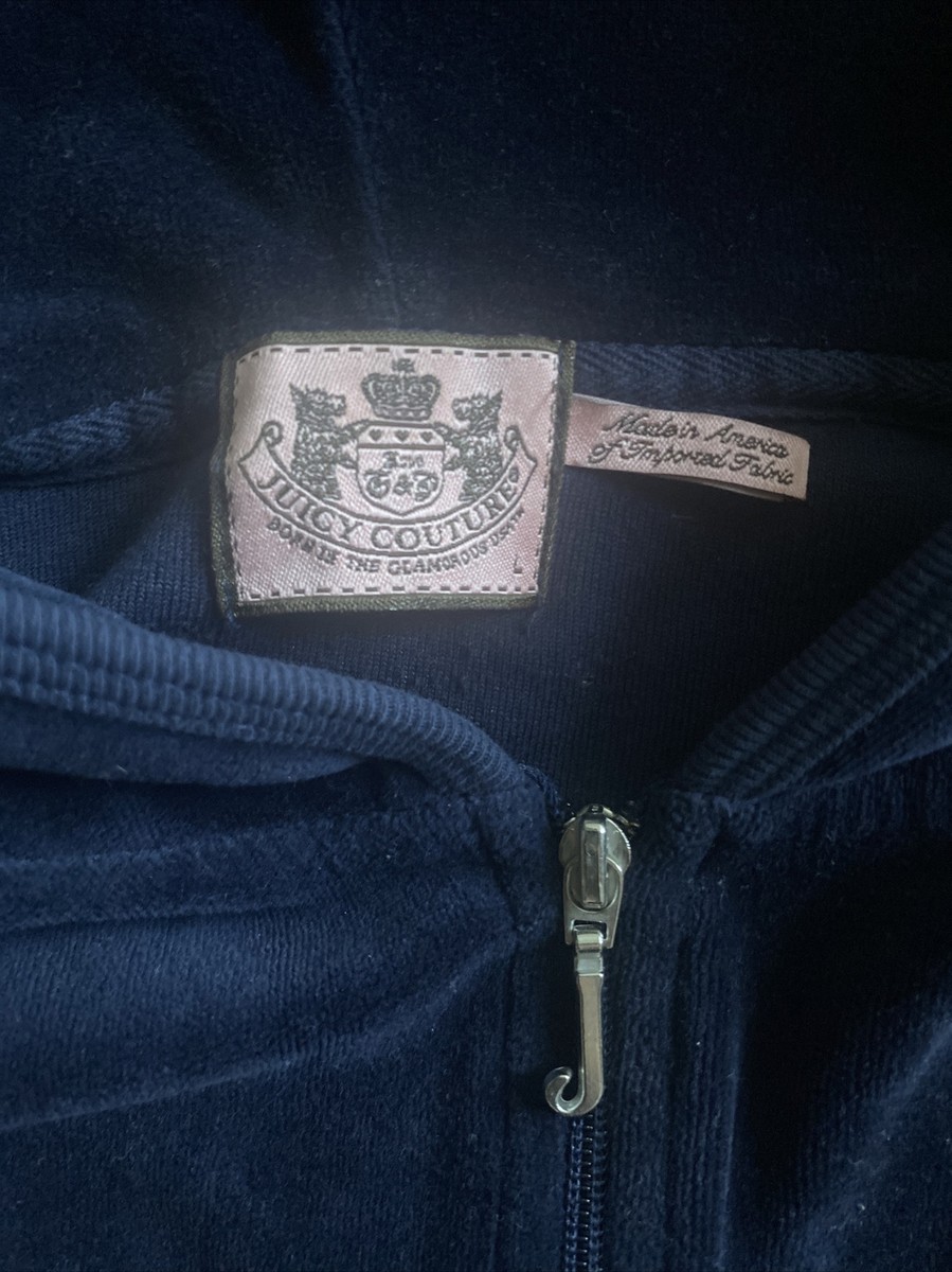 Vintage Juicy Couture Navy Blue Velour Hoodie Full Zip
