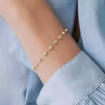 3Ct Round Lab Created Diamond Anniversary Pretty Bracelet 14k Yellow Gold Plated