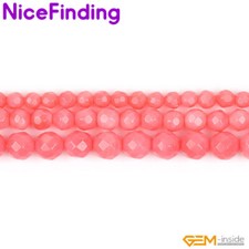 Round Faceted Pink Coral Gem Stone Beads Jewelry Making Strand 15" 4mm 5mm 6mm