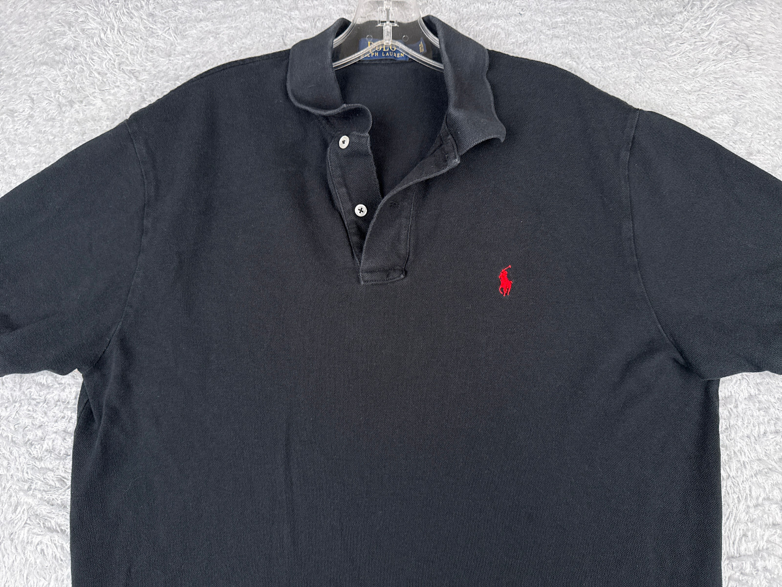 Polo Ralph Lauren Camicia Uomo Grande Nera Pony Golf 100% Cotone Jersey Tessuto