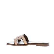 TOD'S scarpe donna Sandalo ciabatta basso in camoscio sabbia fascia intrecciata