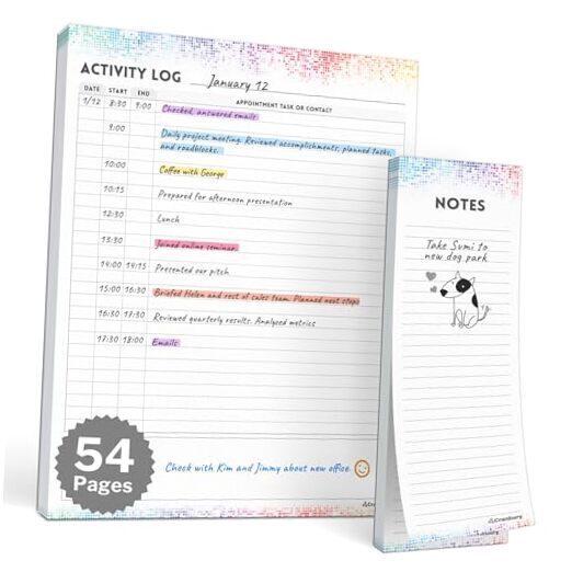 Colorful Undated Desktop Activity Log Notepad Large Planner
