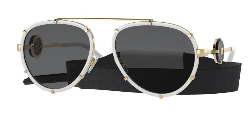 VERSACE VE2232 147187 White Dark Grey 61 mm Women