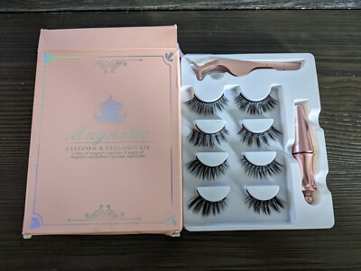 Magnetic Eyelashes Kit Magnetic Eyeliner With Magnetic Eyelashes (4-Pairs)