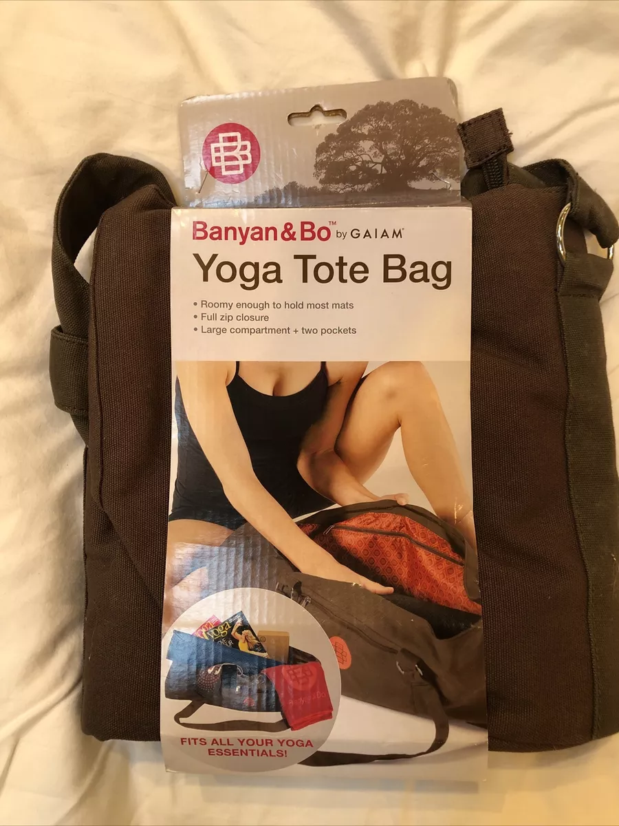 NEW BANYAN & BO BY GAIAM COTTON CANVAS YOGA TOTE BAG BROWN