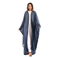 New Muslim Open Abaya Women Dubai Maxi Dress Kimono Cardigan Islamic Caftan Robe