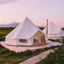 19.69ft Outdoor Oxford Cloth Bell Tent 10-12 Person Waterproof Camping Yurt Tent