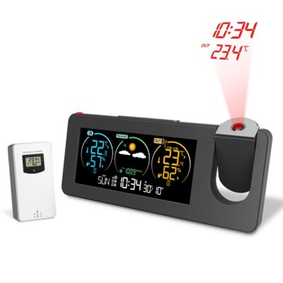 インテリア時計 WEATHER FORECAST RADIO CONTROLLED ZX3538 Projection Clock Weather Station w/ Time/Temperature Dual