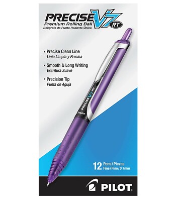 26071 Pilot Precise V7 RT Rollingball Pen, Fine 0.7mm, Purple, Pack of 24