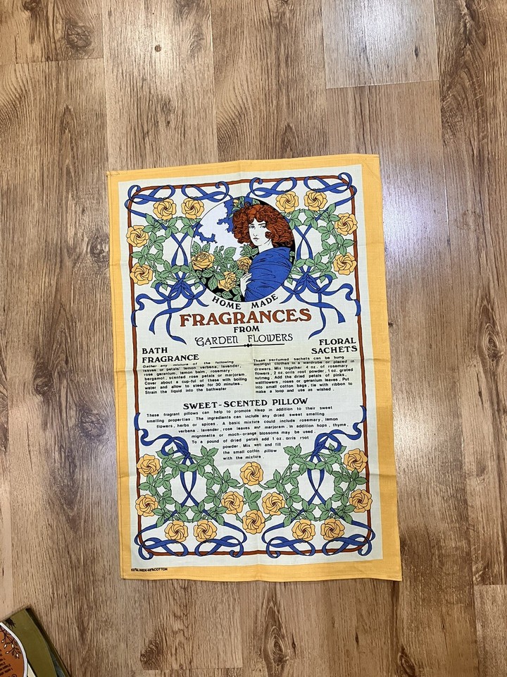 Vintage Tea Towels Lot 4 Ireland UK Linen Cotton Floral Recipes