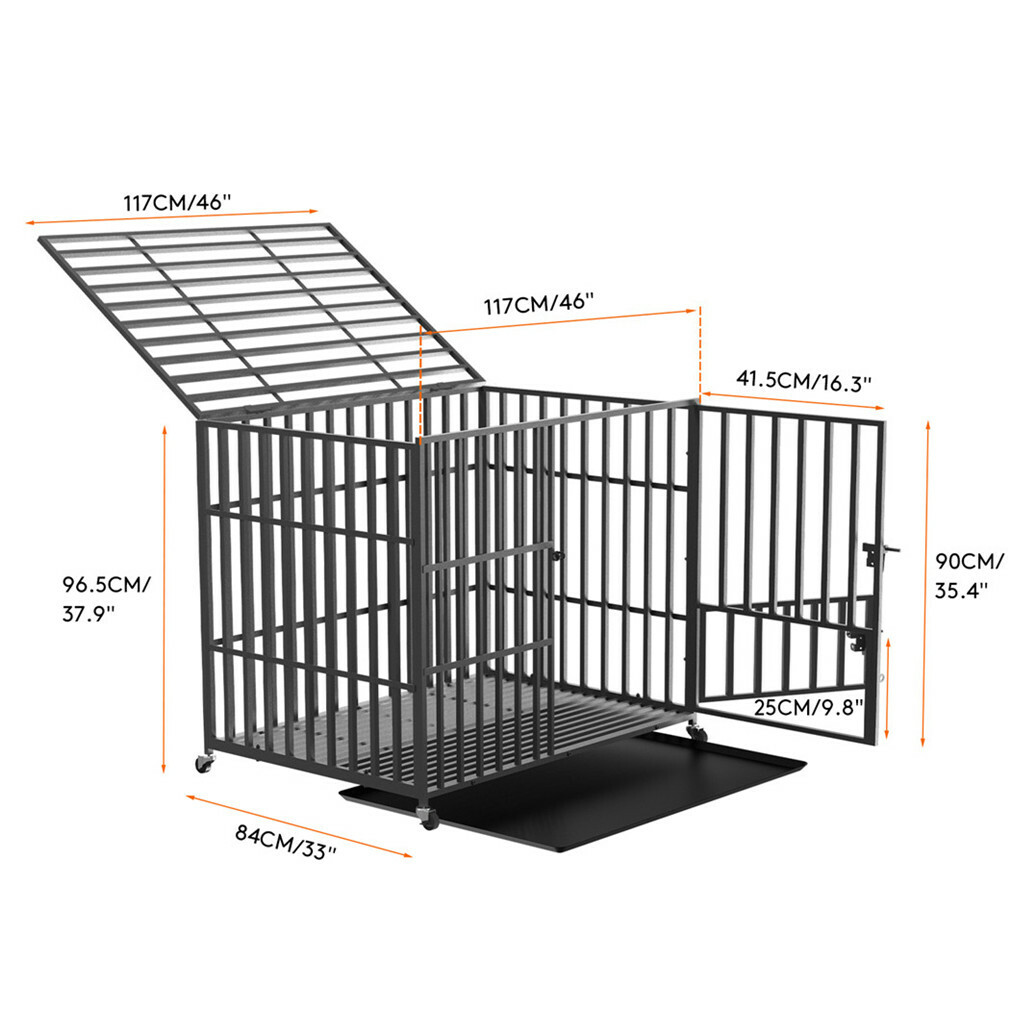 Heavyduty In/Outdoor Large Steel Dog Crate Cage Pet Kennel House with
