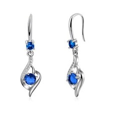925 Sterling Silver Heart Dangle Earrings with Cubic Zirconia  Birthstone - ...