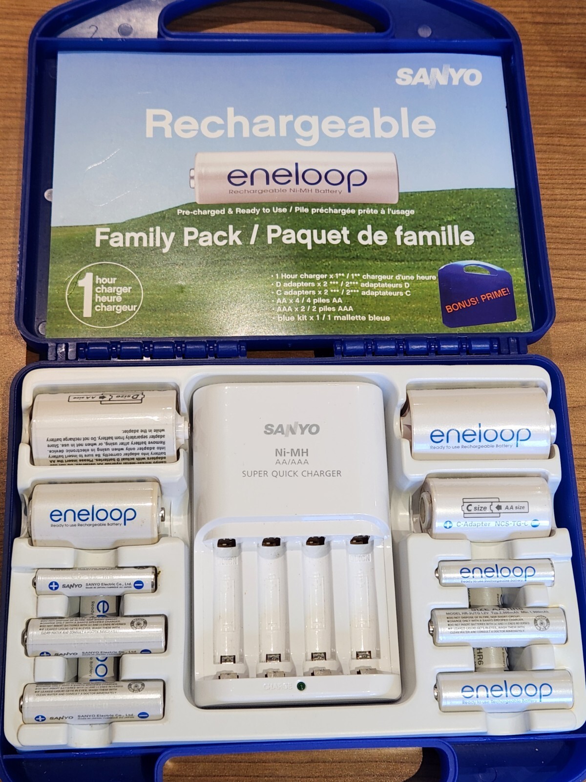 Sanyo Rechargeable Batteries, Eneloop, Family Pack, 1 Hour Charger-image