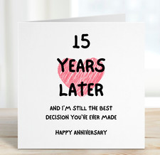 15 Year Anniversary Card Husband Wife Girlfriend Boyfriend 15th Wedding Funny