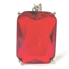 925 Sterling Silver Red Quartz Pendant Hallmarked 22.2mm High 15mm Wide 4.9g