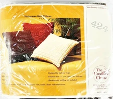 Needlecraft Kit 1979 Creative Circle Knitting FISHERMAN KNIT BROWN PILLOW