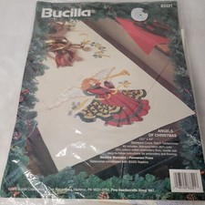 NOS Bucilla Angels of Christmas Stamped Cross Stitch Table Runner 83321 Kit 1995