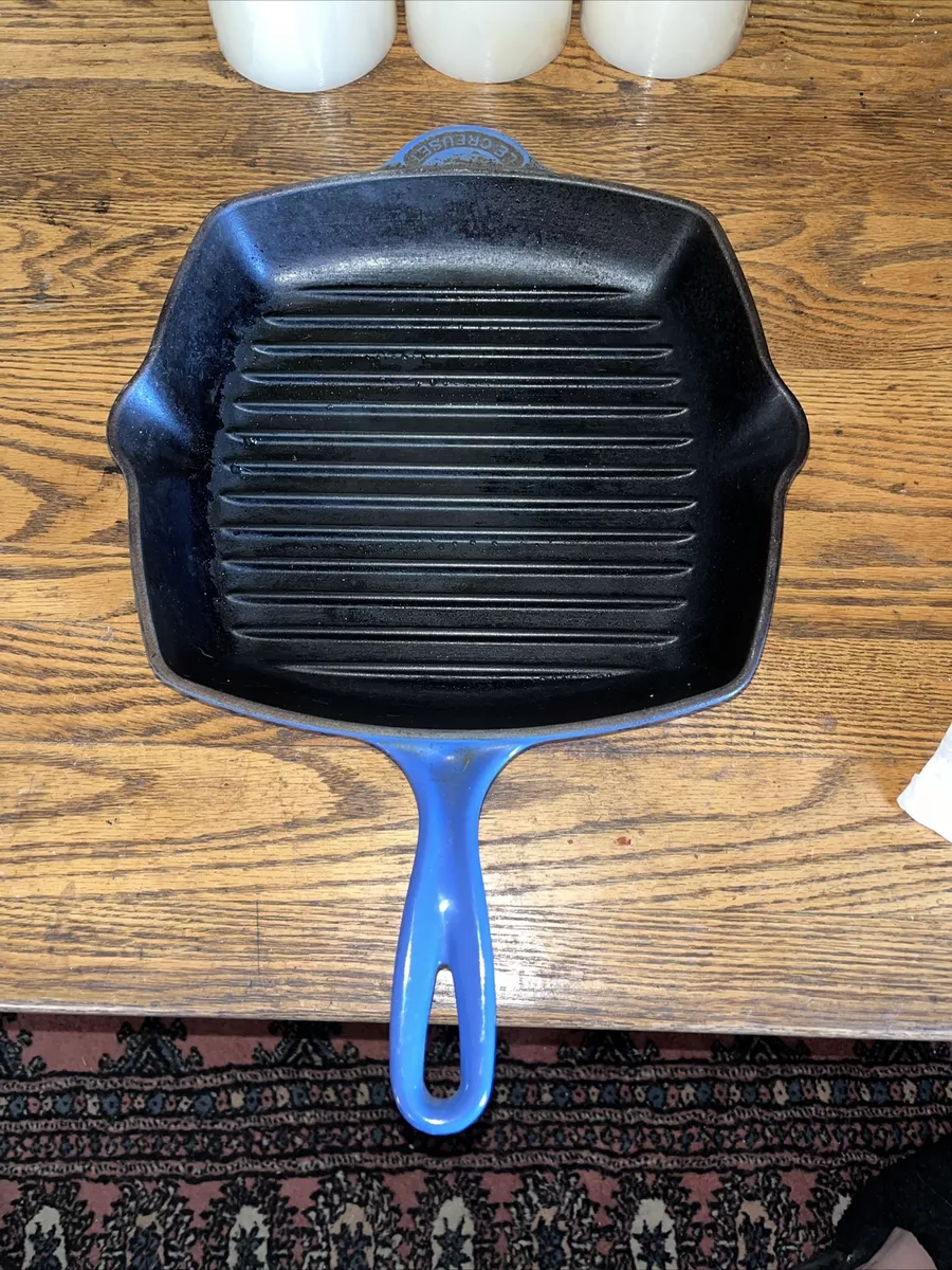 Le Creuset #26 Blue Enameled Cast Iron Square Grill Pan Skillet