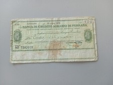 Assegno circolare 100 lire banca credito agrario Ferrara 26-07-1976 Ass. Prov.  