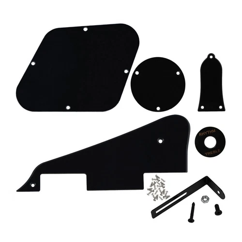 FLEOR 1Ply Black Pickguard Back Plate Screws Set & Switch Ring & Truss Rod Co...