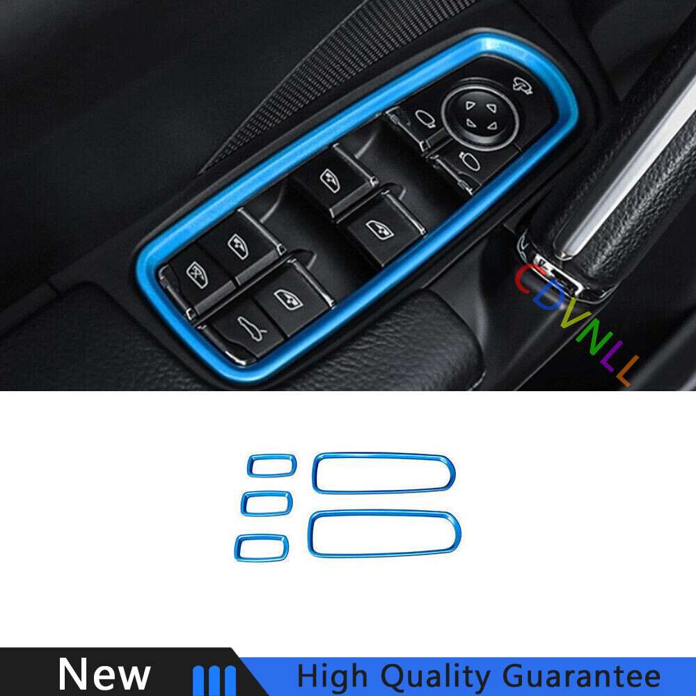 For Porsche Panamera 2013-2016 Bright Blue Window Lift Switch Button Cover Trim