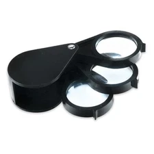2PK 5X 10X 15X Triple Folding Pocket Magnifier Eye Loupe 1.25" Magnifying Lens