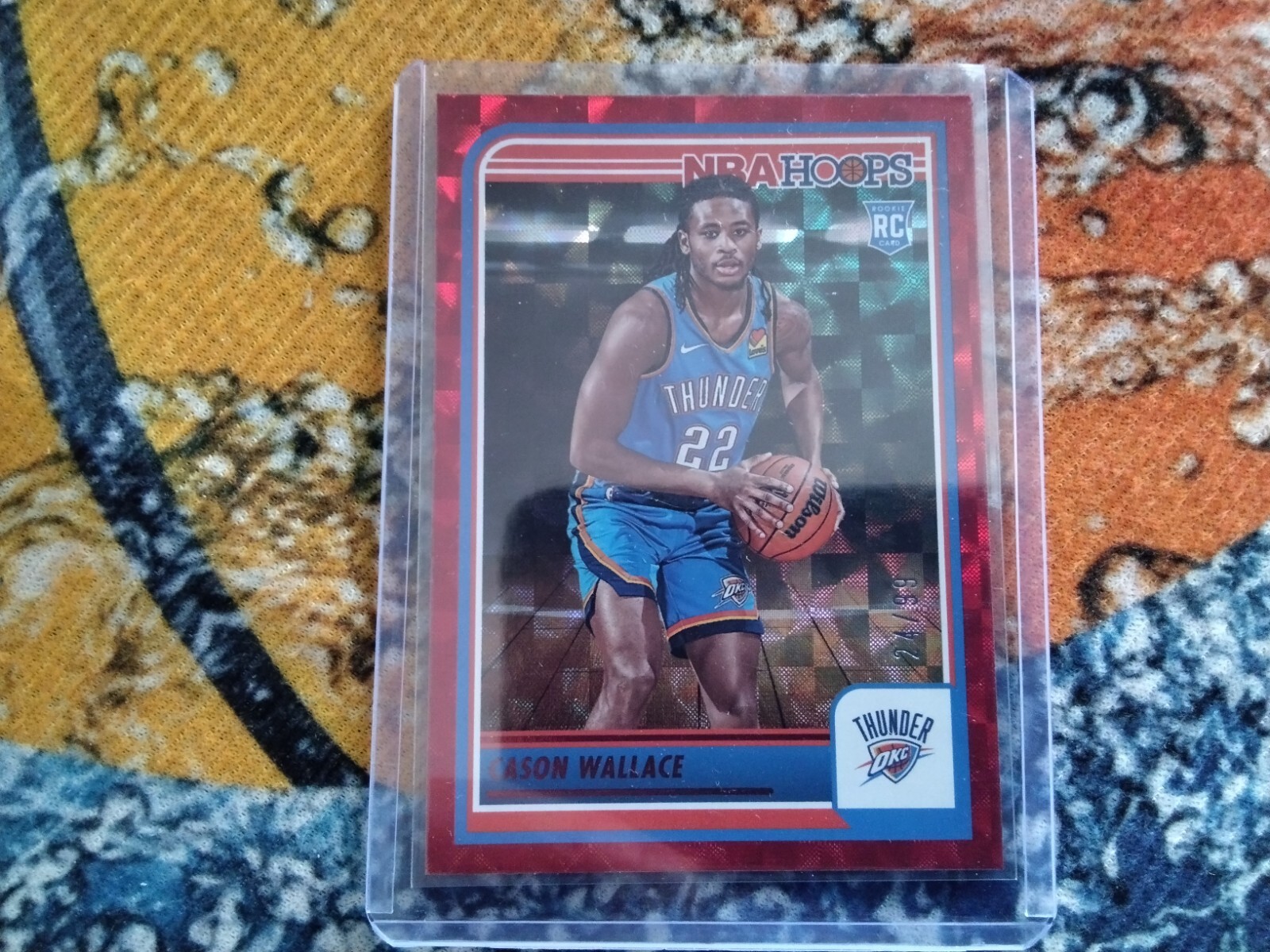 Cason Wallace RC 2023-24 NBA Hoops Asia Red Hyper 24/99 #252 Thunder SP